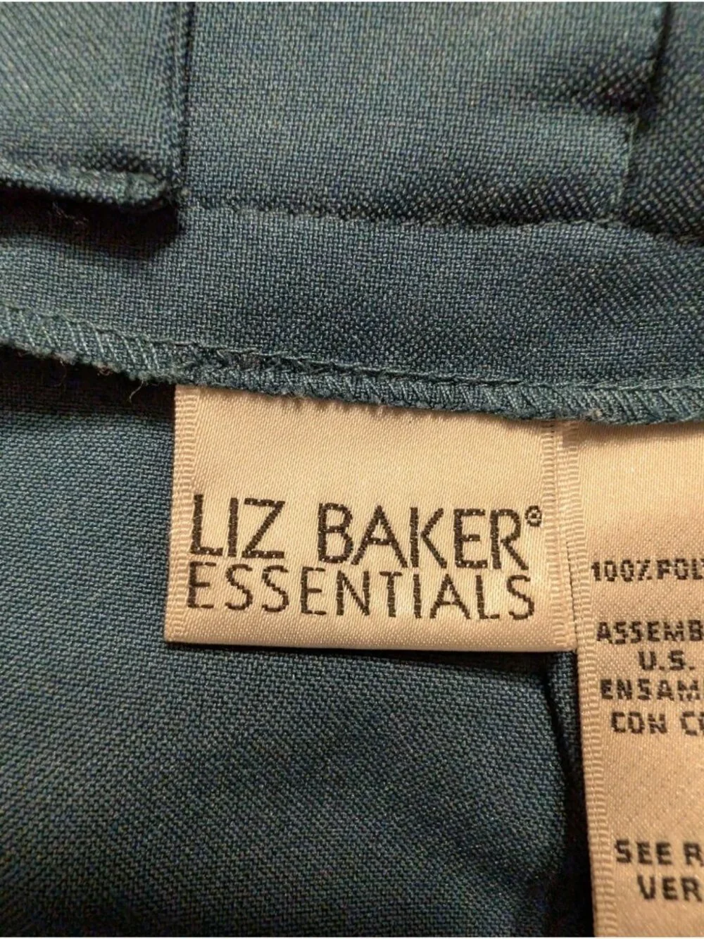Liz Baker Essentials Skirt Womens 16 Teal Blue Green Midi Pencil Career Vintage
